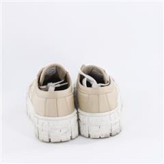 PRADA Double Wheel Nylon Gabardine Beige Sneakers Women Size 37EU